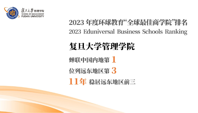 复旦管院蝉联中国内地第一 ｜2023“全球最佳商学院”排名发布